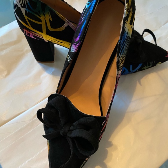 Colorful Metallic Loafer Heel Shoes - Picture 5 of 5